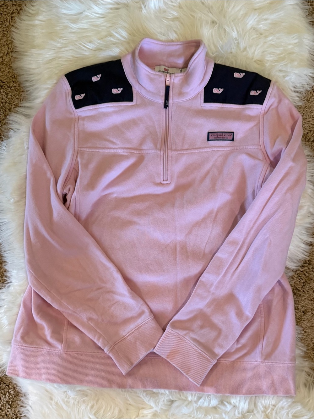 Vineyard Vines Pink Quartetzip Pullover Sweatehirt- L